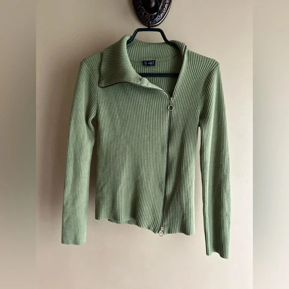 Twik Green Ribbed Zip Cardigan - Picture 4 of 11